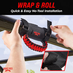 Badass Moto Velcro attachment system fits various roll bars securely.