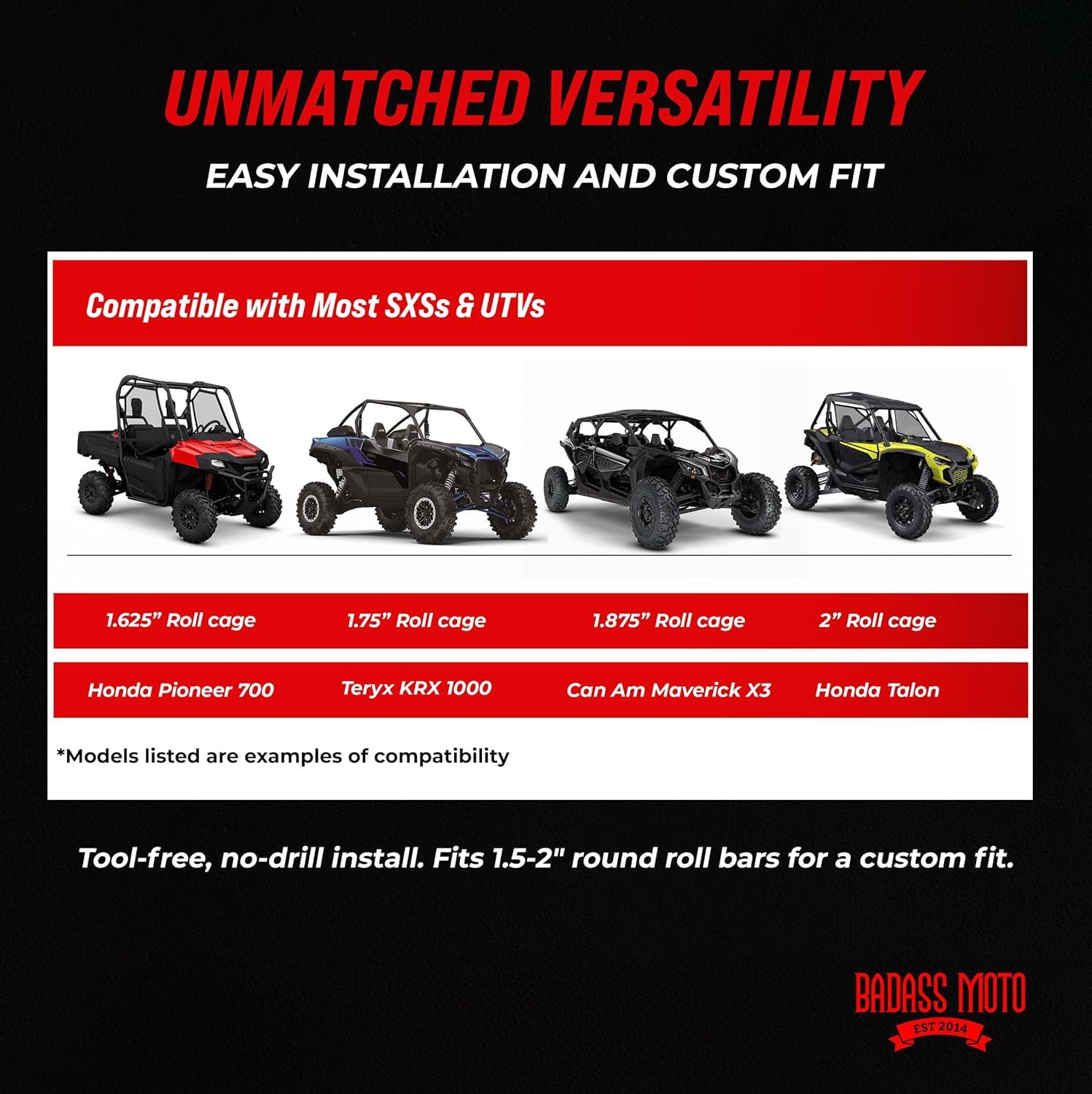 Badass Moto weatherproof UTV grab handles withstand outdoor use.