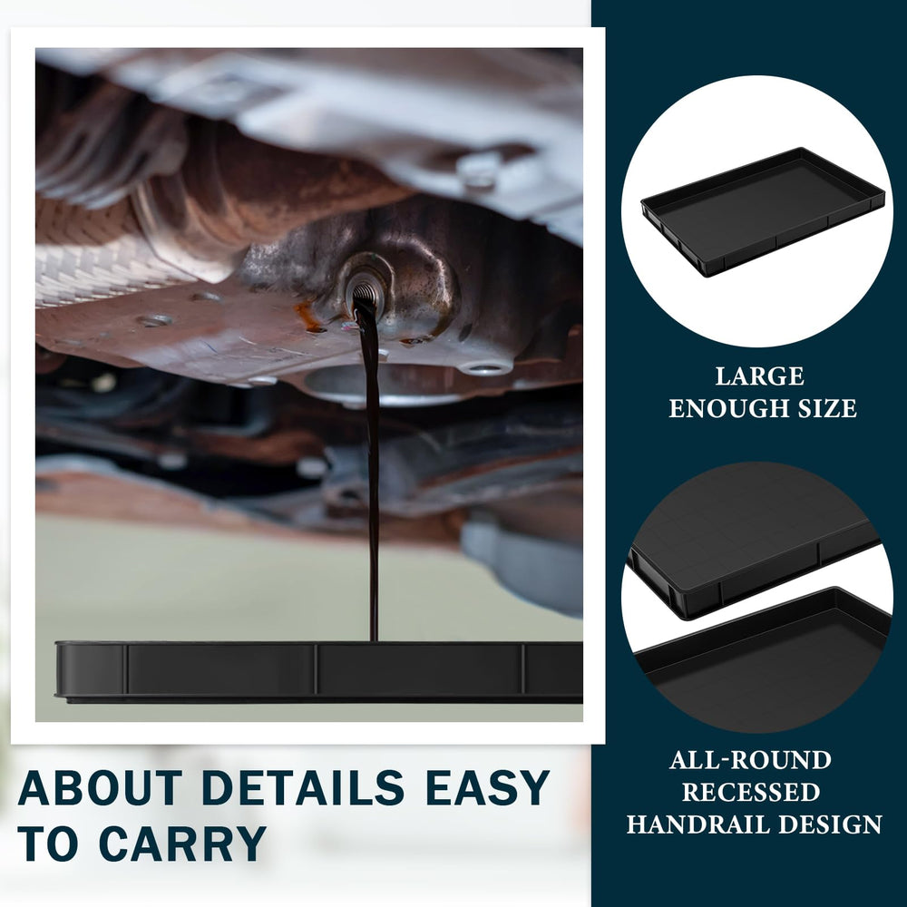 Baderke oil drain pan holds up to 2 gallons for less frequent emptying
