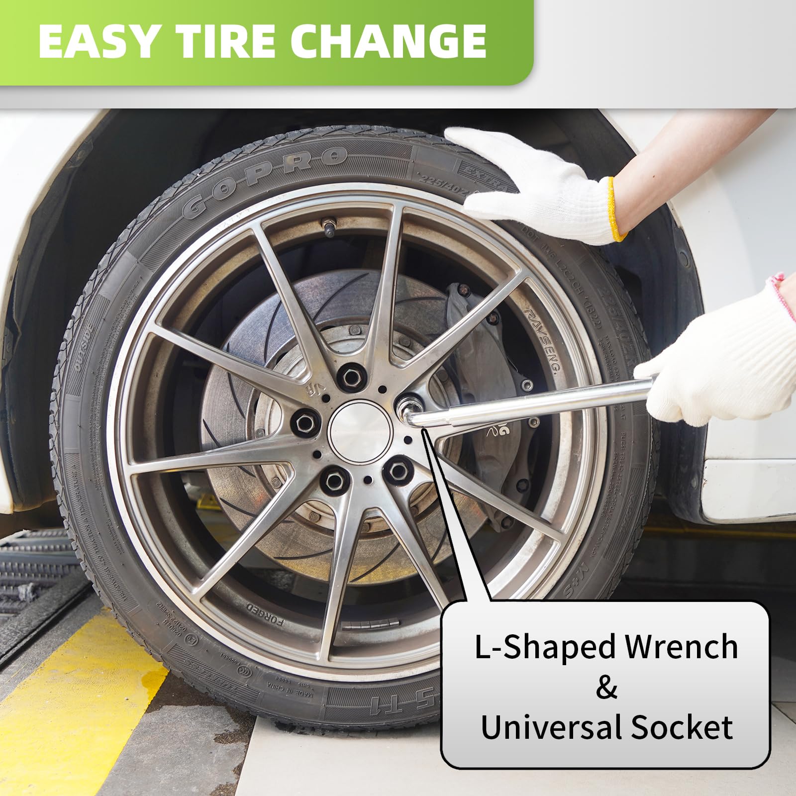 Baffixit lug wrench set with multiple sizes for various wheels.