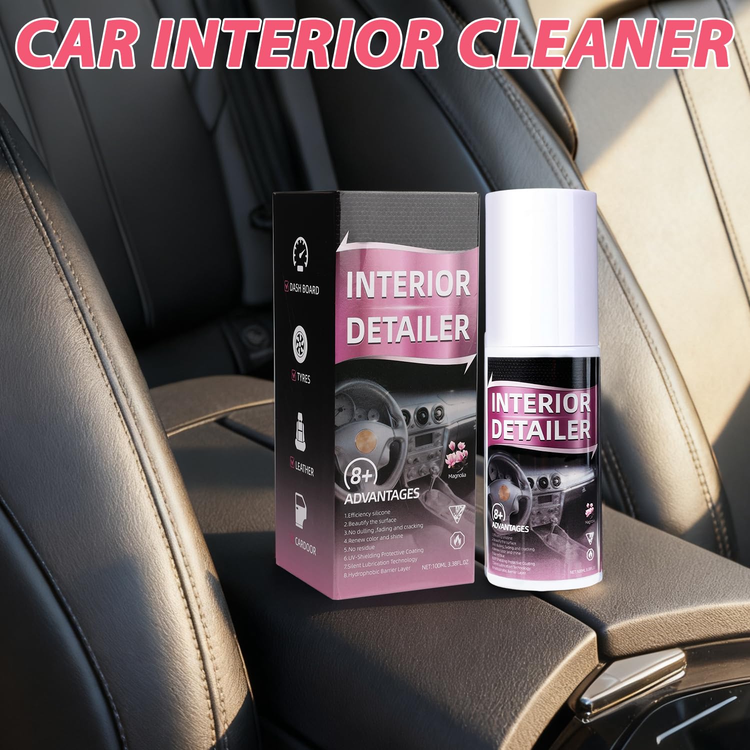 Bagistes interior cleaner 15oz bottle cleans steering wheels for a renewed grip.