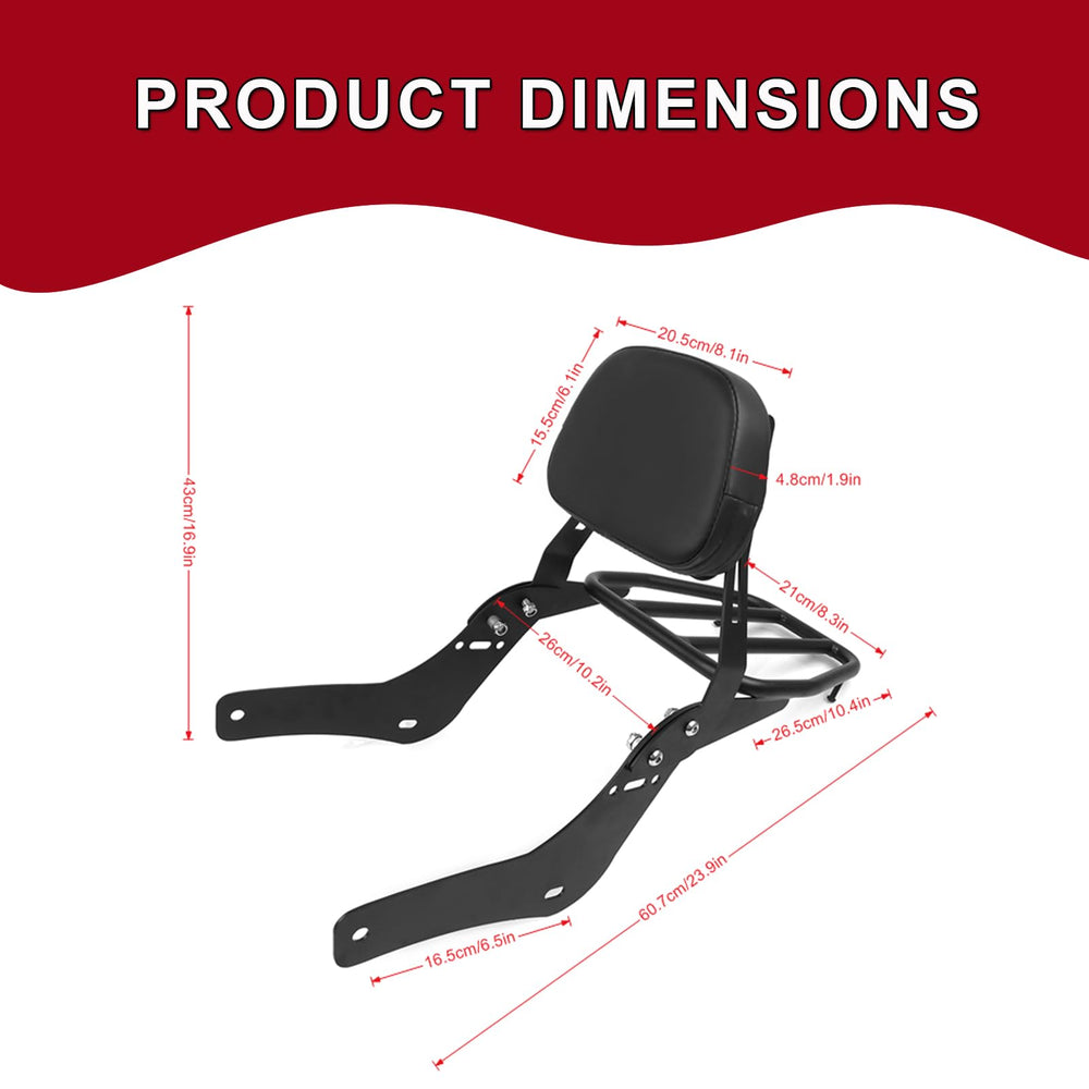 BAIONE Worldmotop detachable sissy bar shown for touring