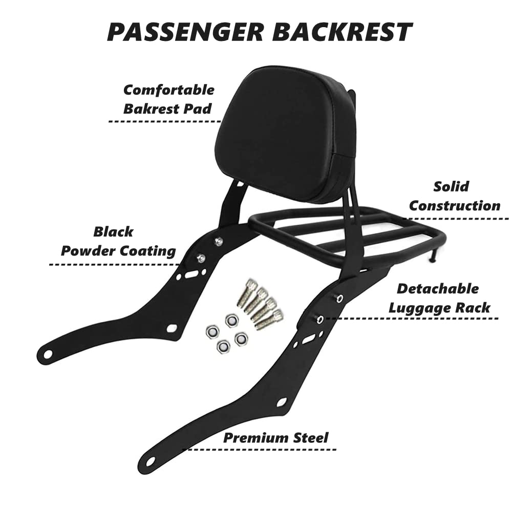 BAIONE Worldmotop sissy bar with black powder-coated finish