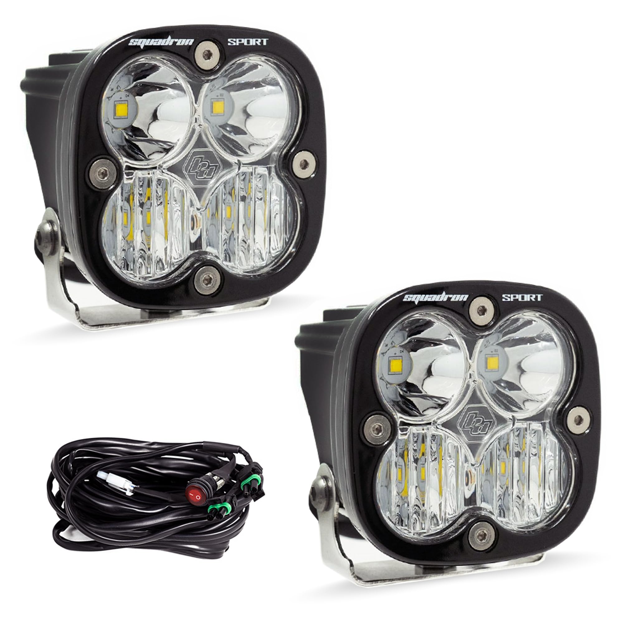 Baja Designs Squadron Sport light pair with driving/combo beam for enhanced night visibility.