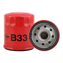 Baldwin B33 oil filter front view, spin-on full-flow for reliable engine filtration