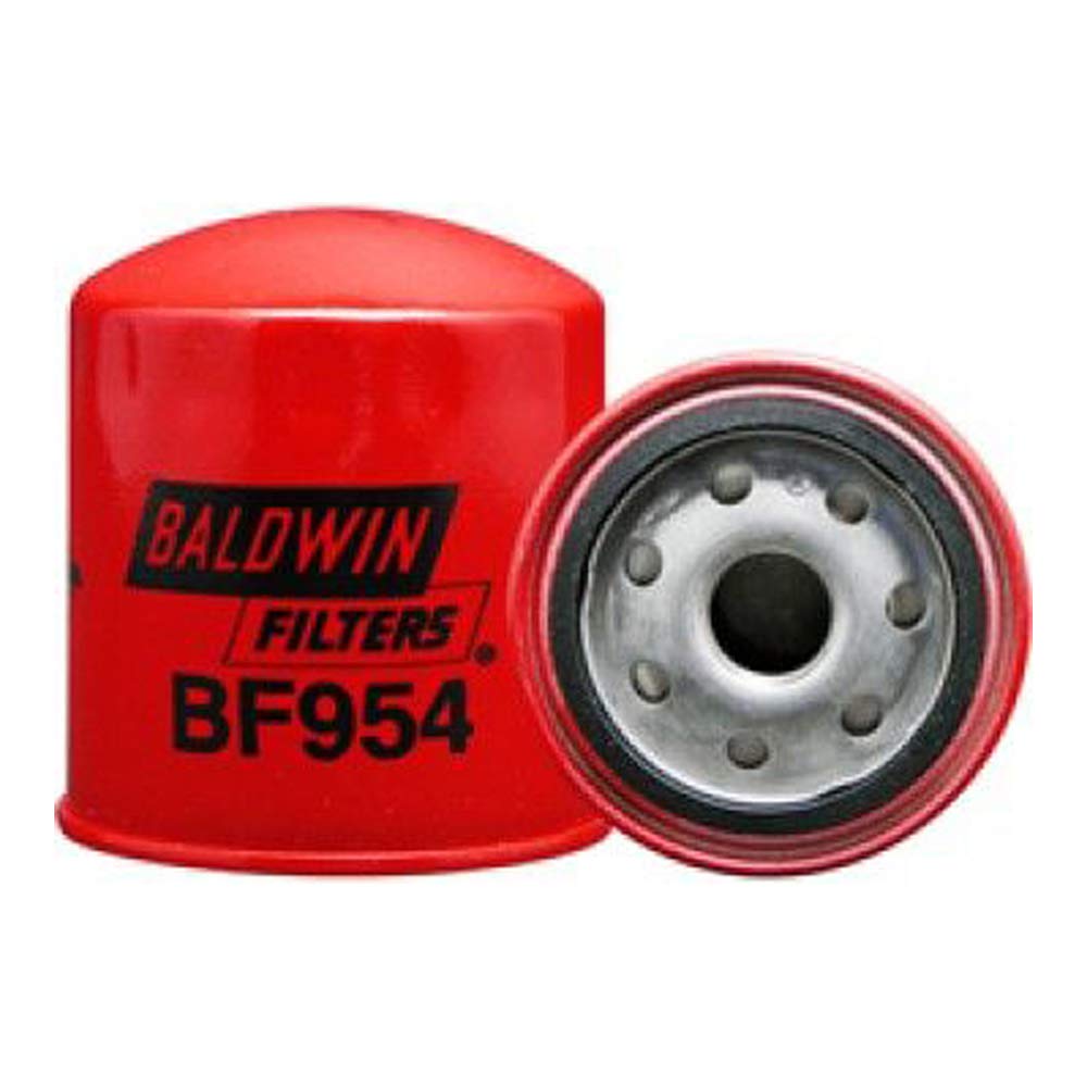 Baldwin Filters fuel filter in red with precise vehicle-specific fit and contaminant protection
