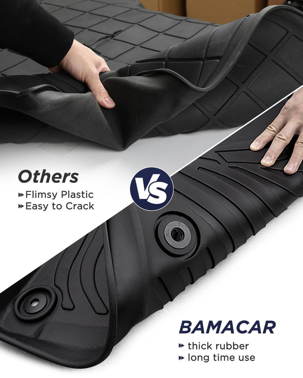 BAMACAR passenger front mat shields interior from mud and water.