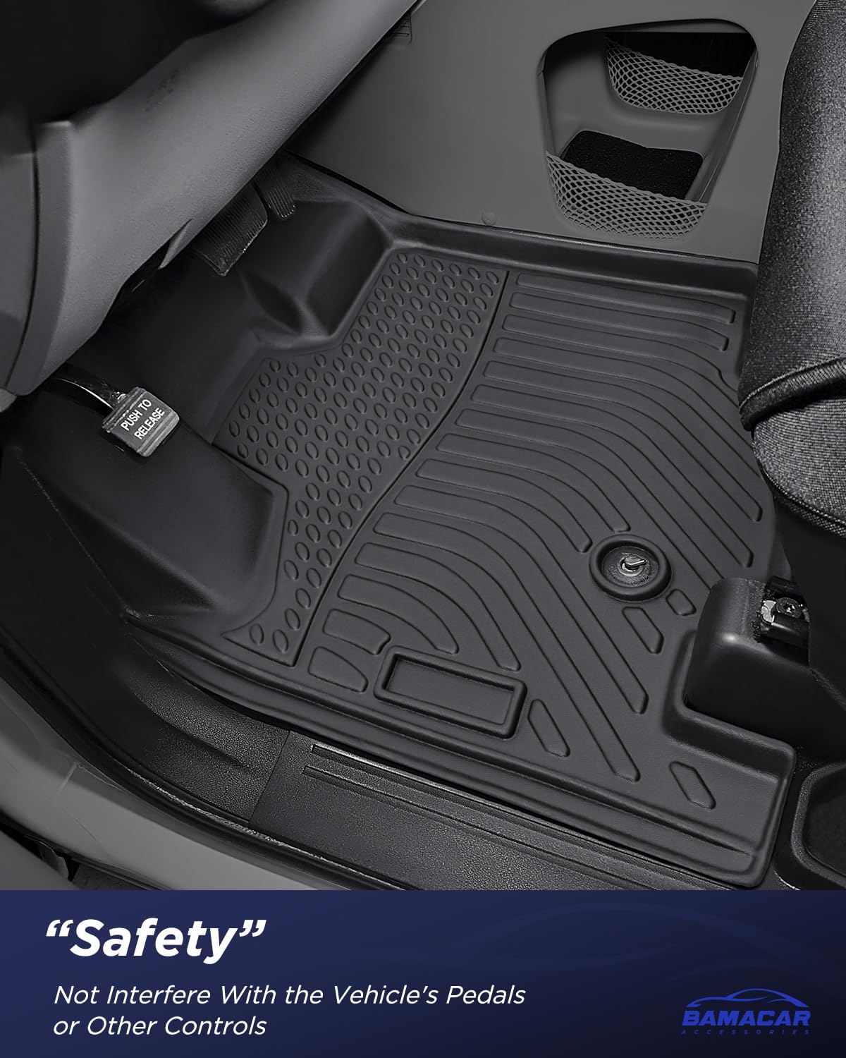 BAMACAR third row mats protect seating area during everyday use.