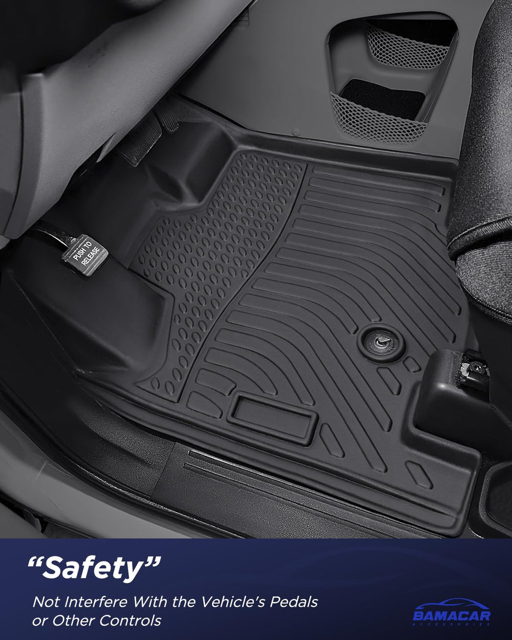 BAMACAR third row mats protect seating area during everyday use.