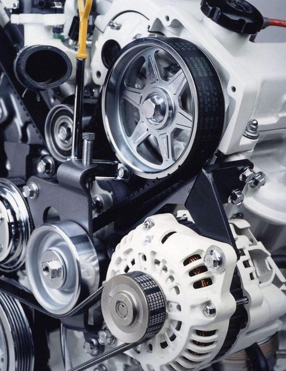 Engine bay installation shows compatibility with multiple vehicles