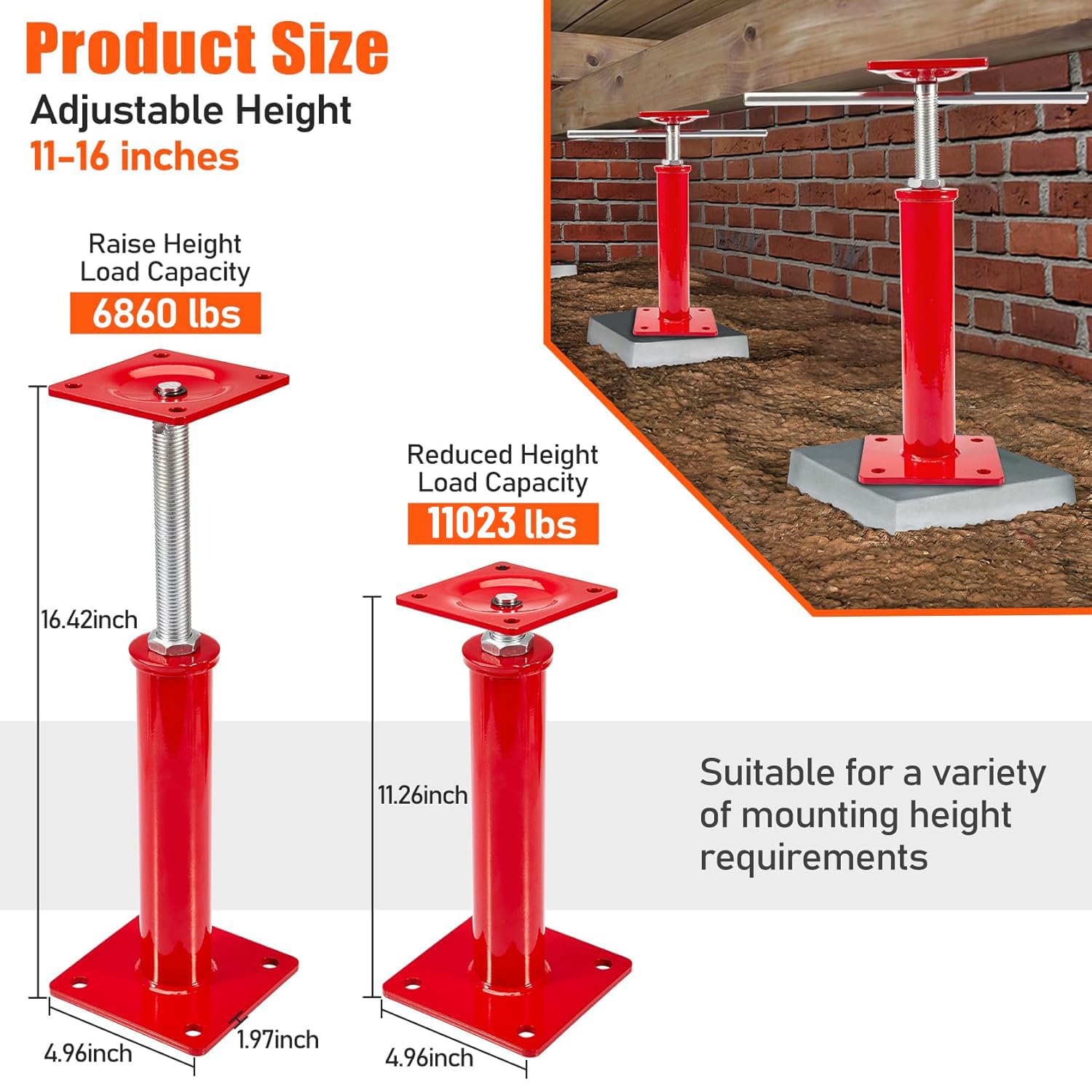B4B Bang 4 Buck floor leveling jack used with beams for stable support