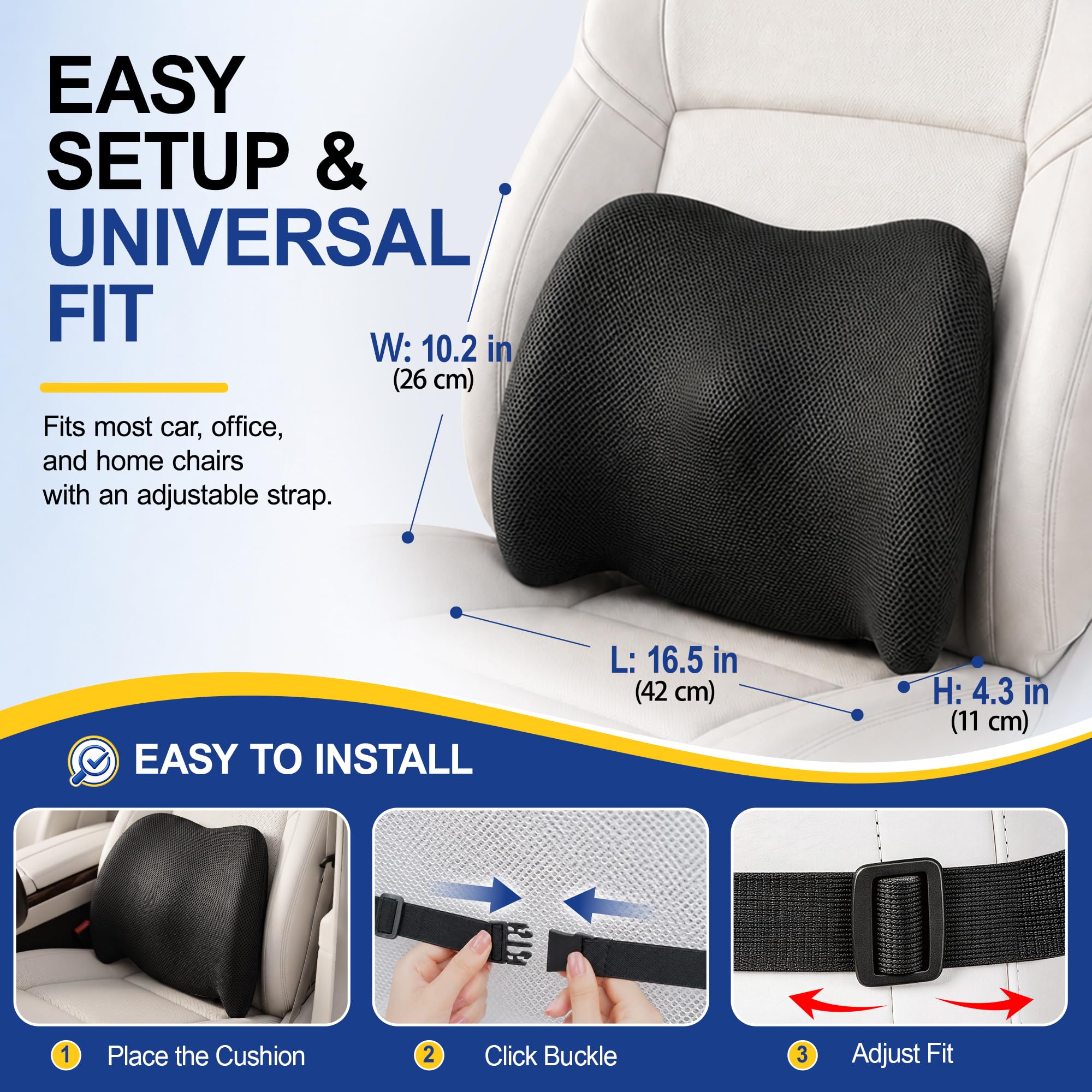 Bangled lumbar pillow installed in a car seat for stable driving support