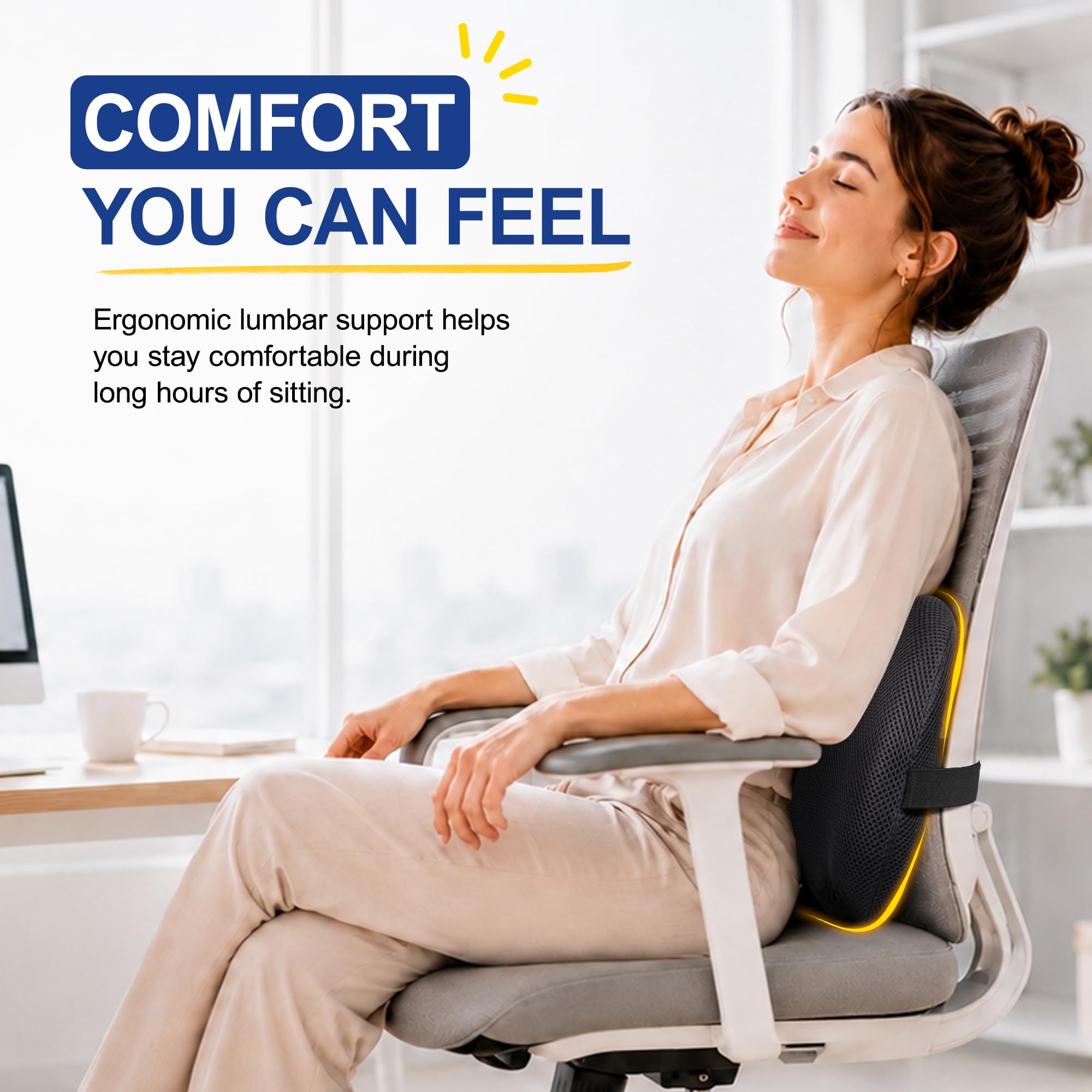Bangled side profile highlighting contoured curve for posture support