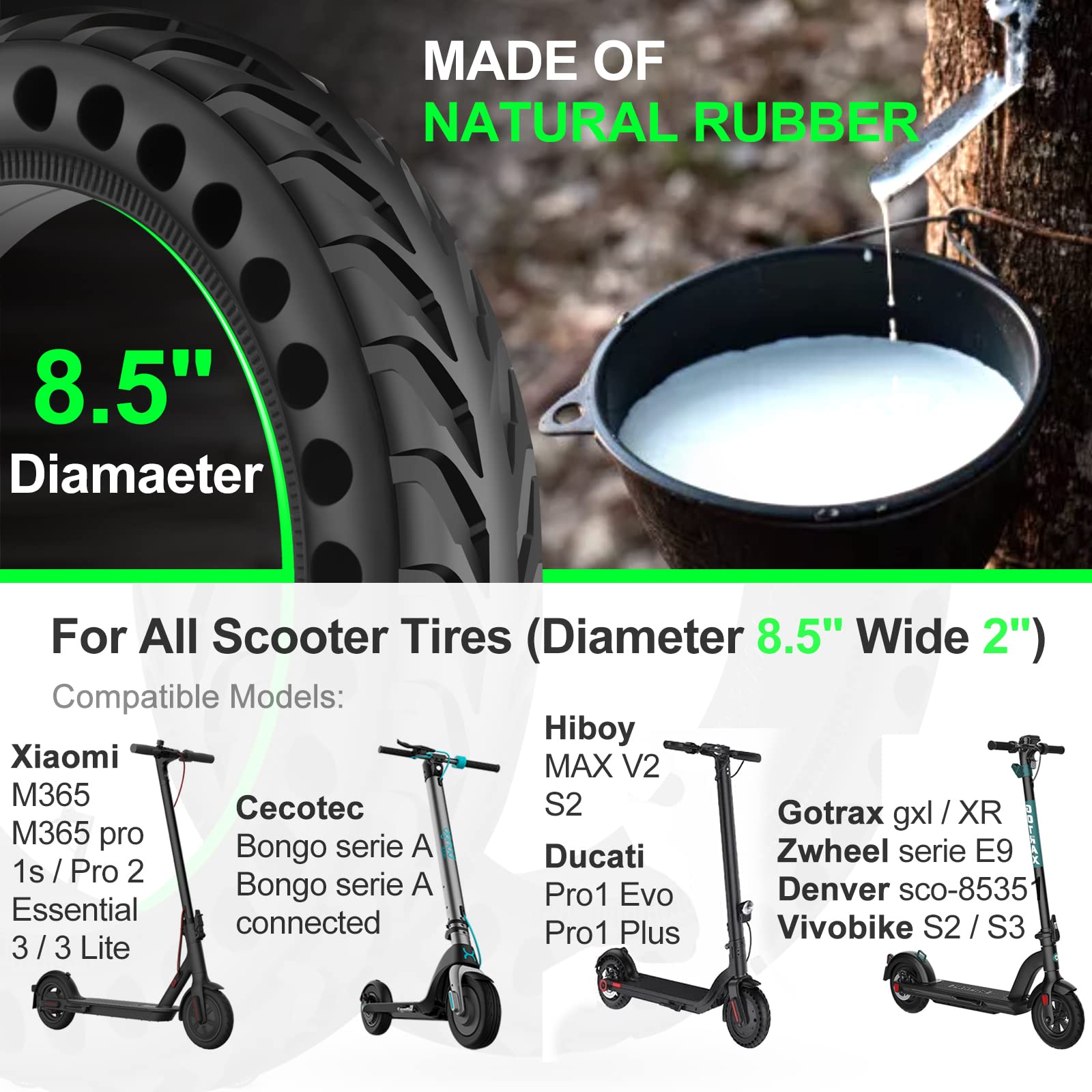 Bangting solid tire on Gotrax XR/APEX highlighting tubeless, durable design for stability.