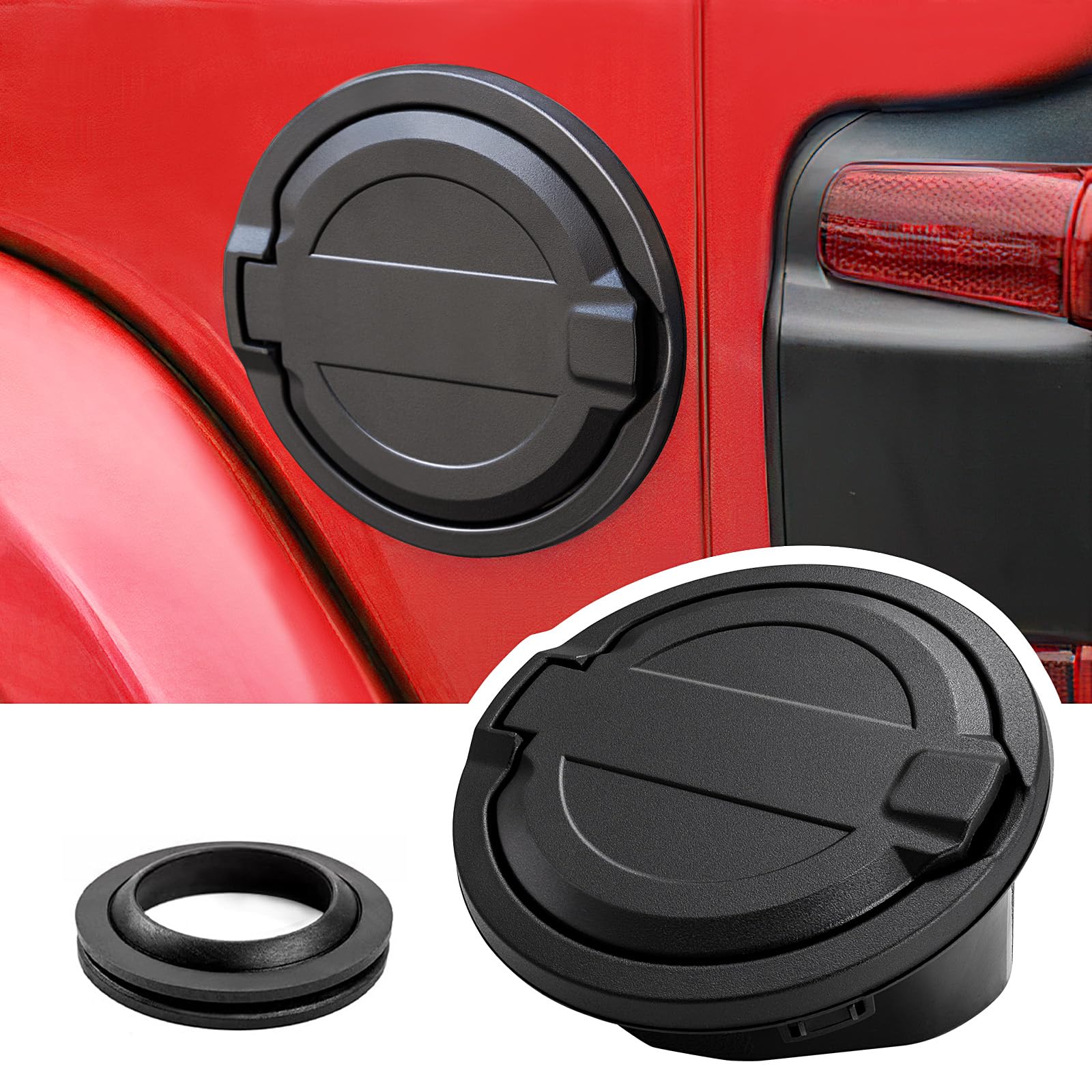 Banhao gas cap cover on Jeep Wrangler JL/JLU for rugged protection and style