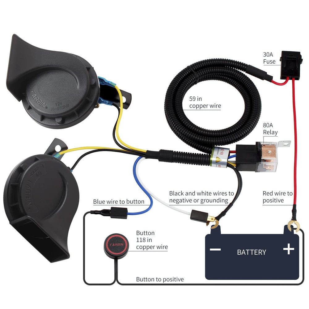 Banhao high-low tone dual snail horn delivers 125dB signal