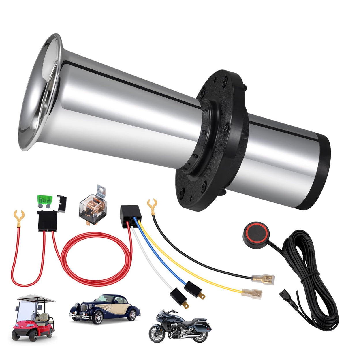Banhao Ooga Horn 12V kit front view for safer road recognition