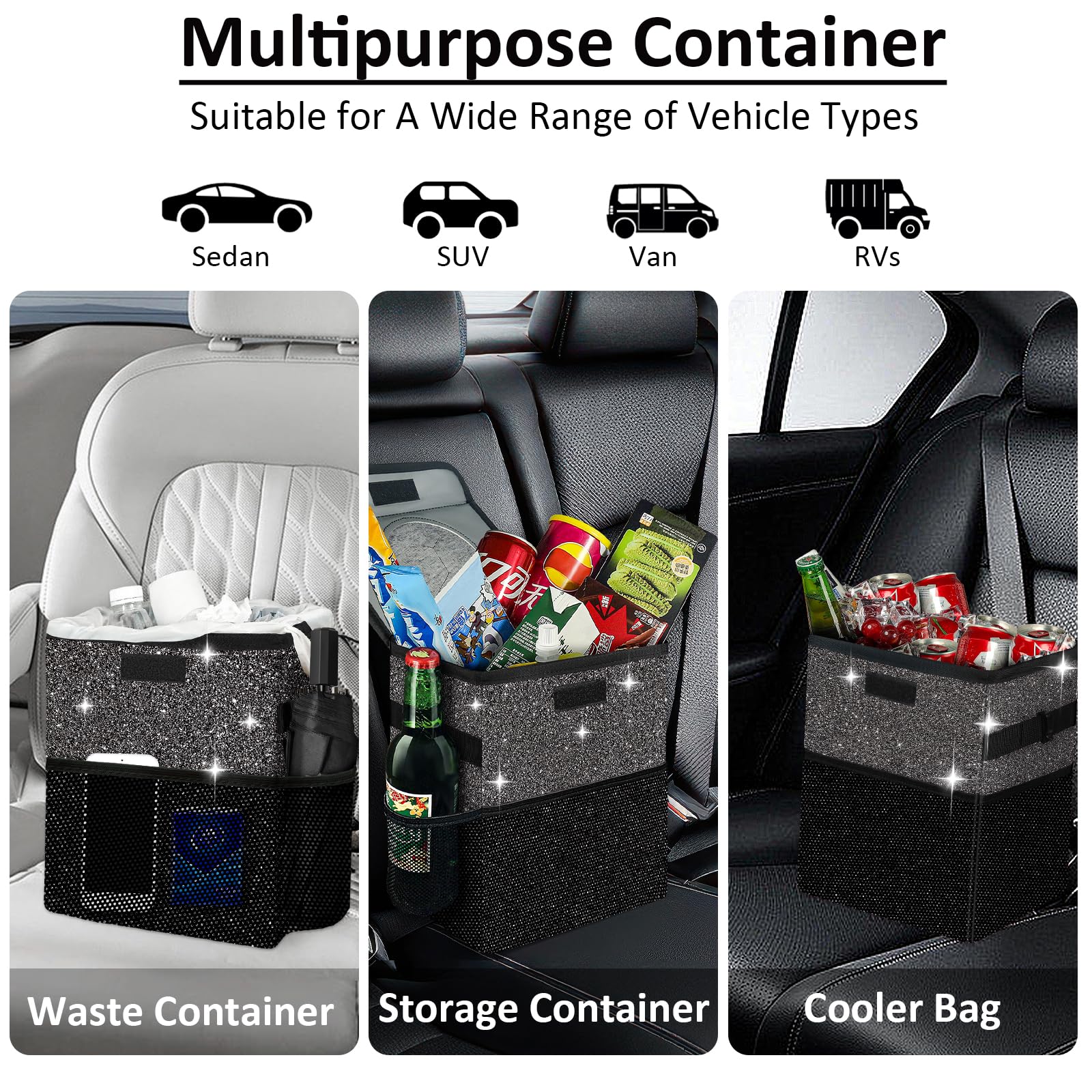 BAOGCOYO 2.5-gallon bin offers large capacity under seats.