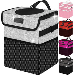 BAOGCOYO cute mini car trash bag with lid keeps car tidy on trips