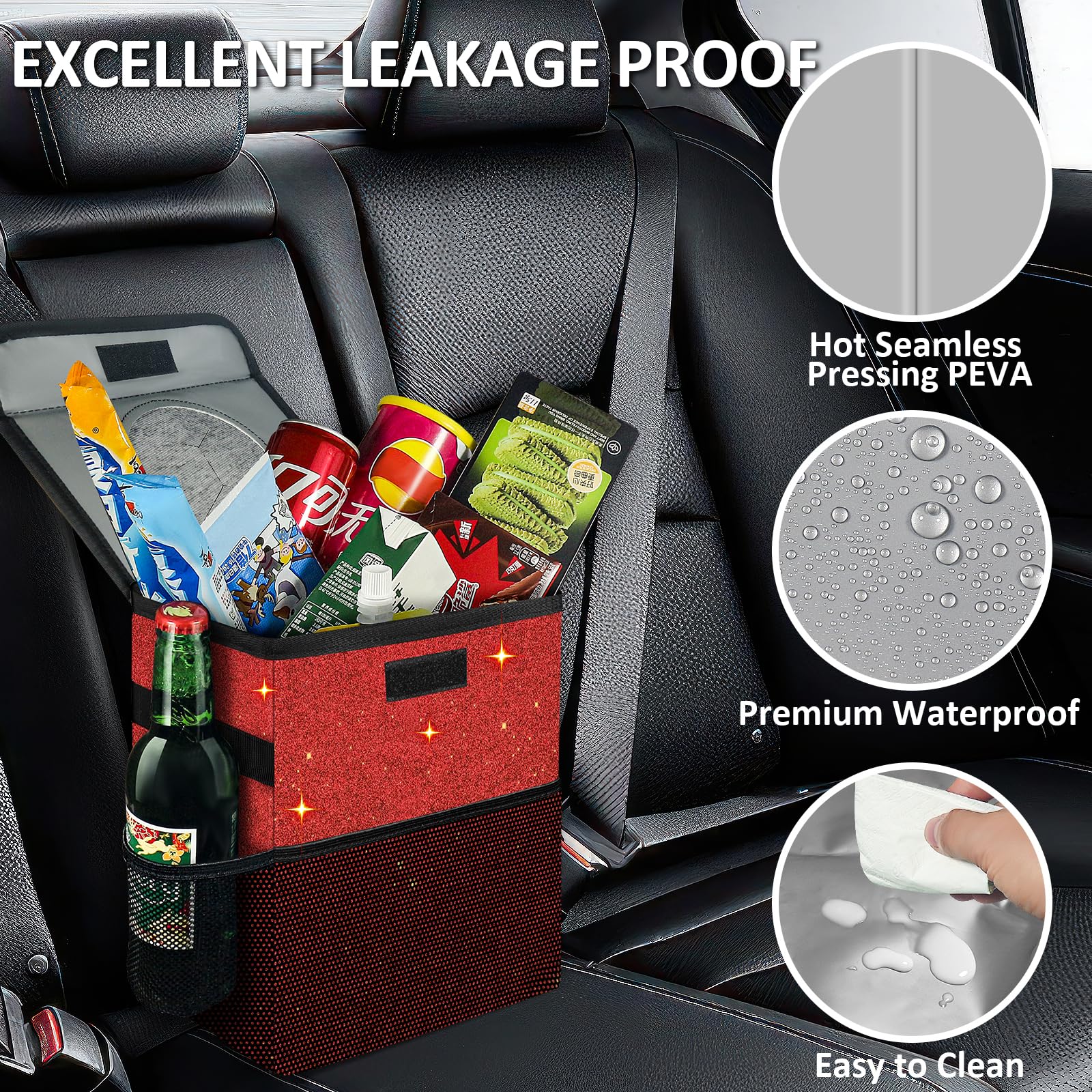BAOGCOYO foldable, compact car trash bin saves space when not in use