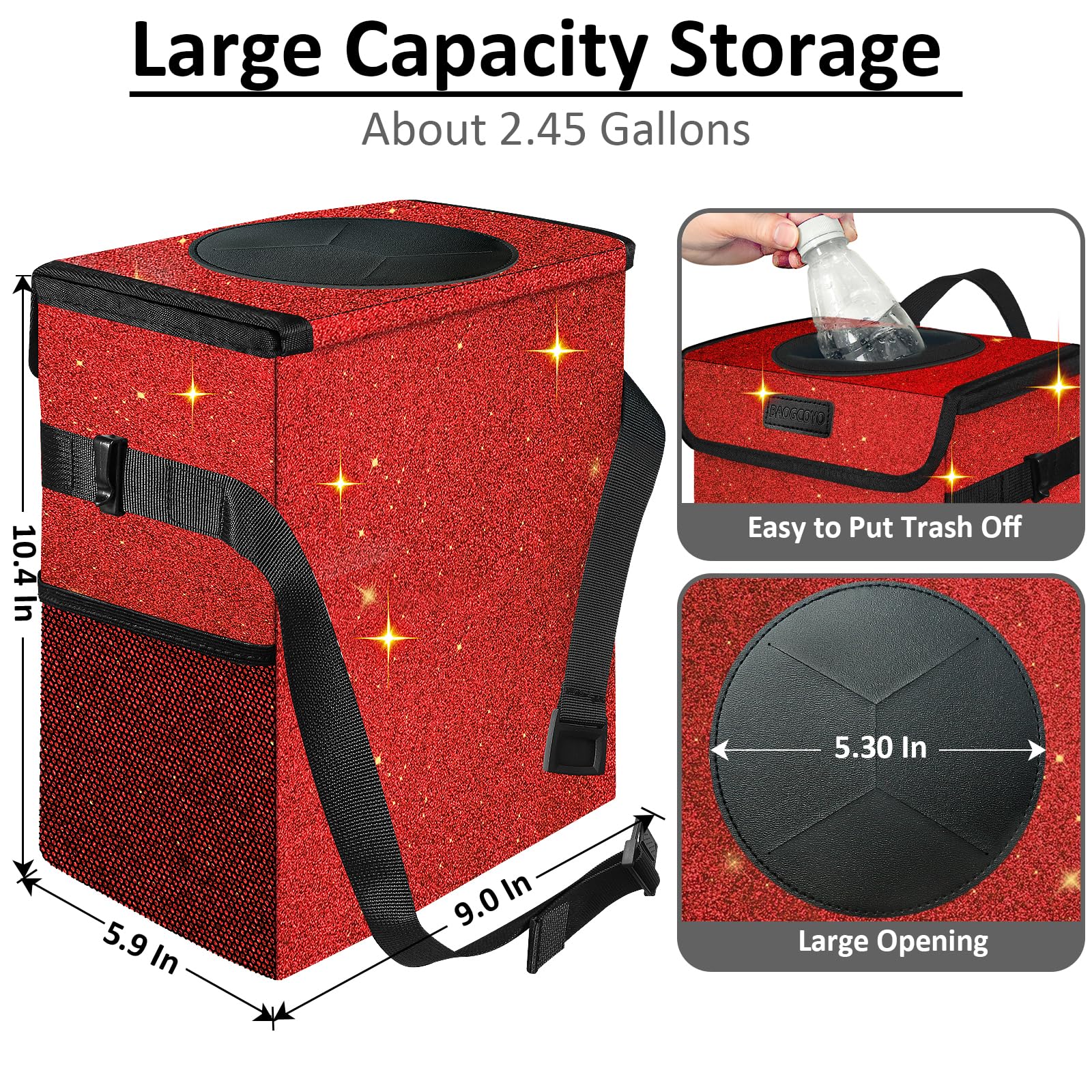 BAOGCOYO glitter bin mounted on seat back for quick disposal