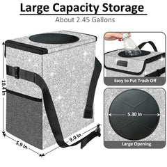 BAOGCOYO silver glitter trash bin hanging adds sparkle and organization