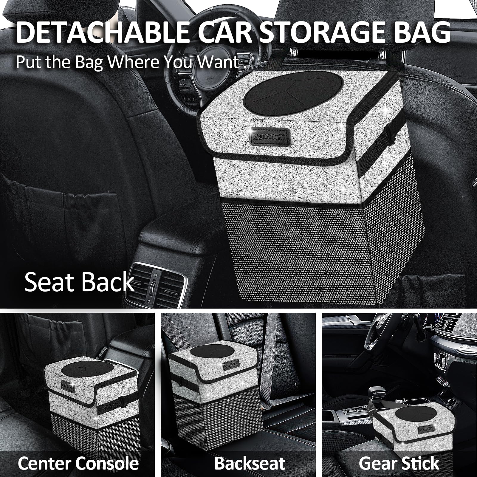 BAOGCOYO waterproof leakproof car trash can protects upholstery during spills