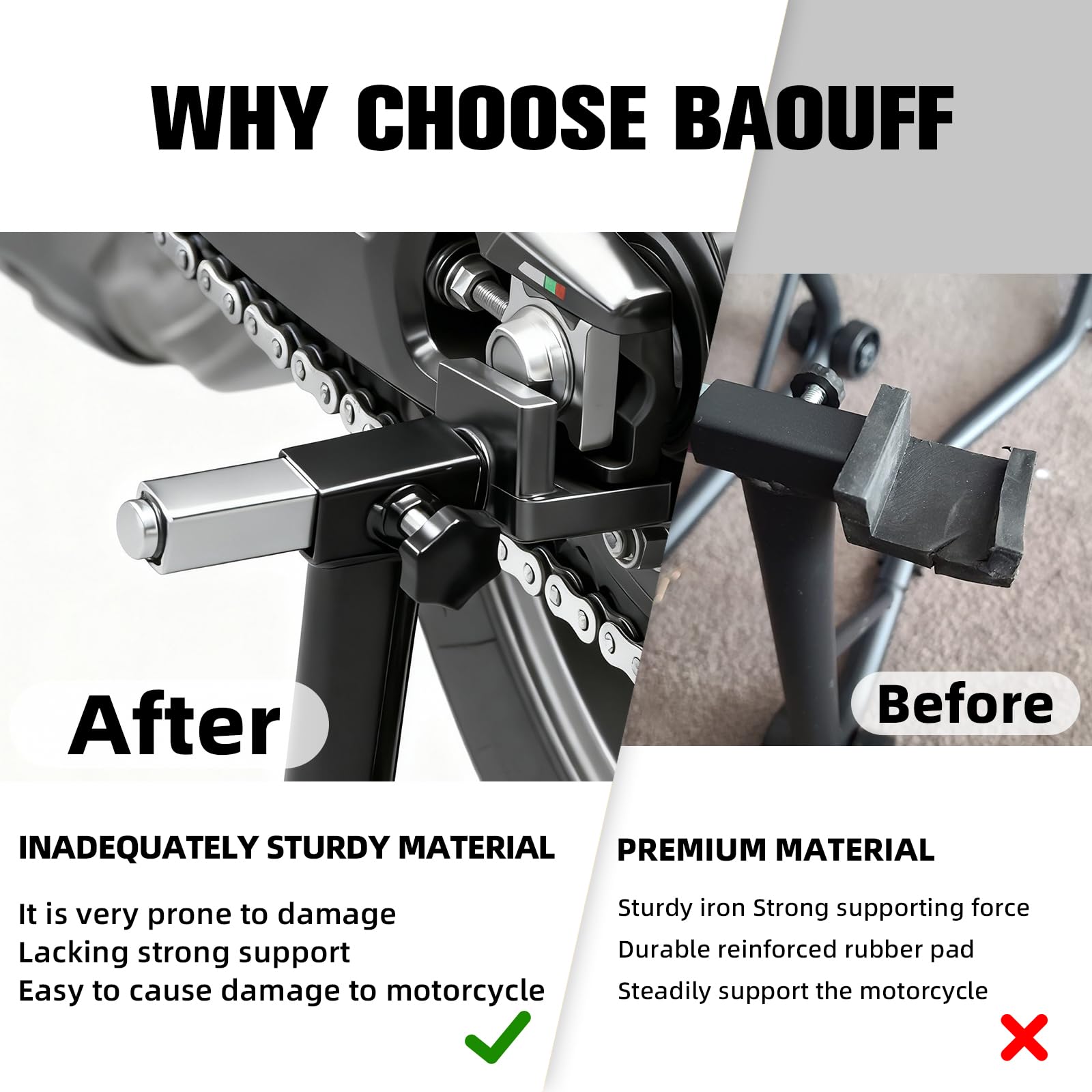 BAOUFF adapter pack improves grip and stability for paddock stands.
