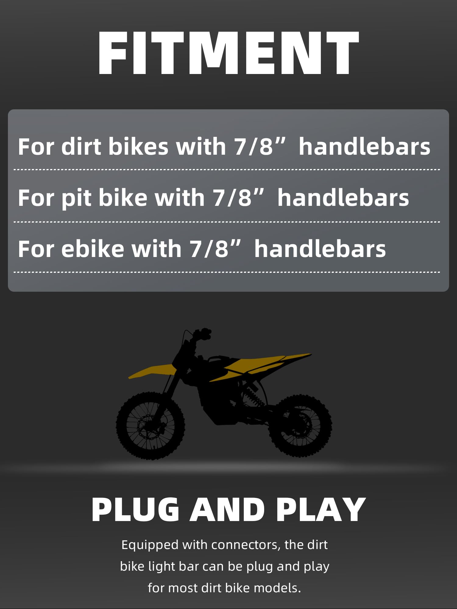 BAOUFF dirt bike light bar mounted on 7/8 inch handlebars for better rider awareness