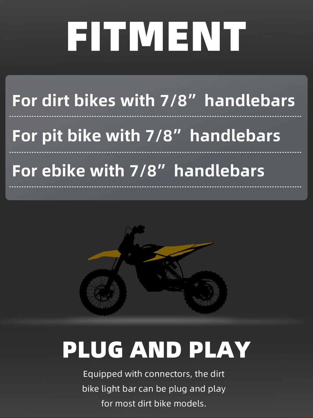BAOUFF dirt bike light bar mounted on 7/8 inch handlebars for better rider awareness