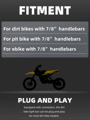BAOUFF dirt bike light bar mounted on 7/8 inch handlebars for better rider awareness