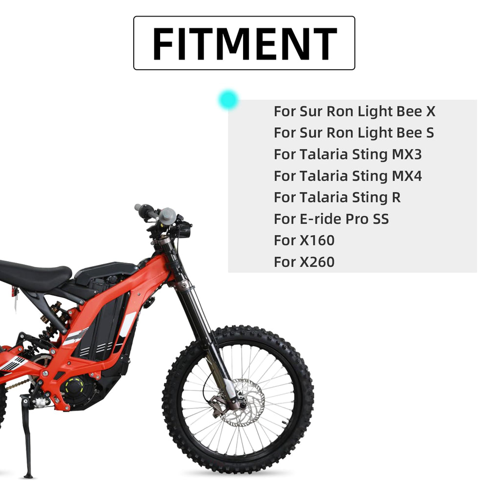 BAOUFF front number plate for Talaria Sting MX3 highlights tidy front aesthetics.