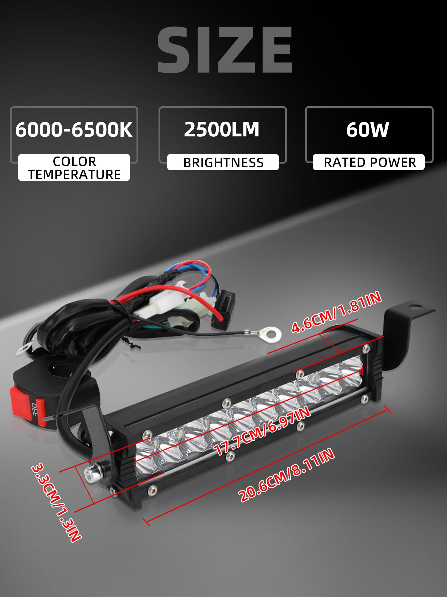 BAOUFF LED dirt bike headlight with flood and spot beams for wide and long-range illumination