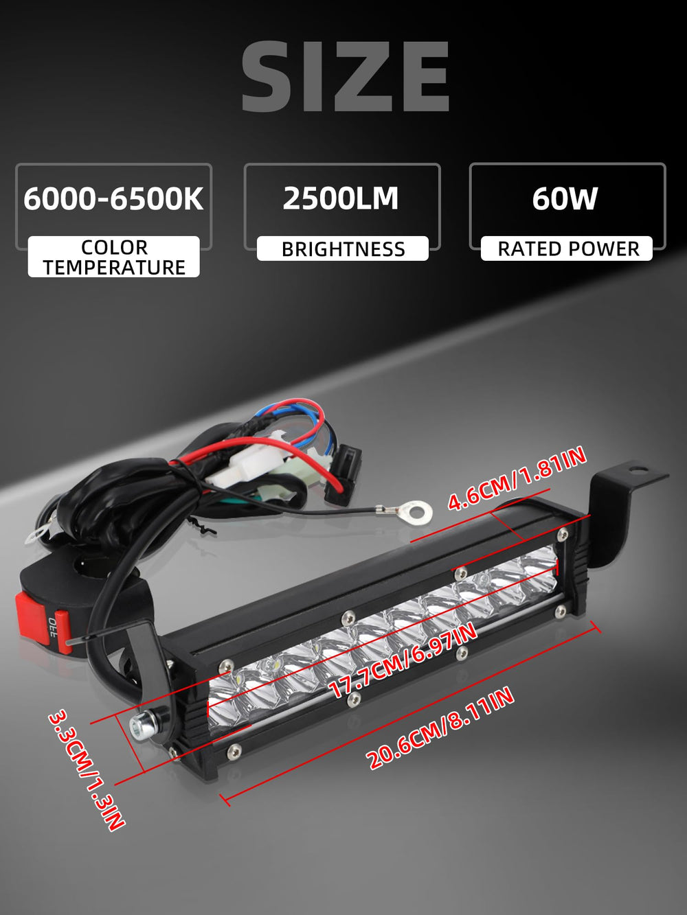 BAOUFF LED dirt bike headlight with flood and spot beams for wide and long-range illumination