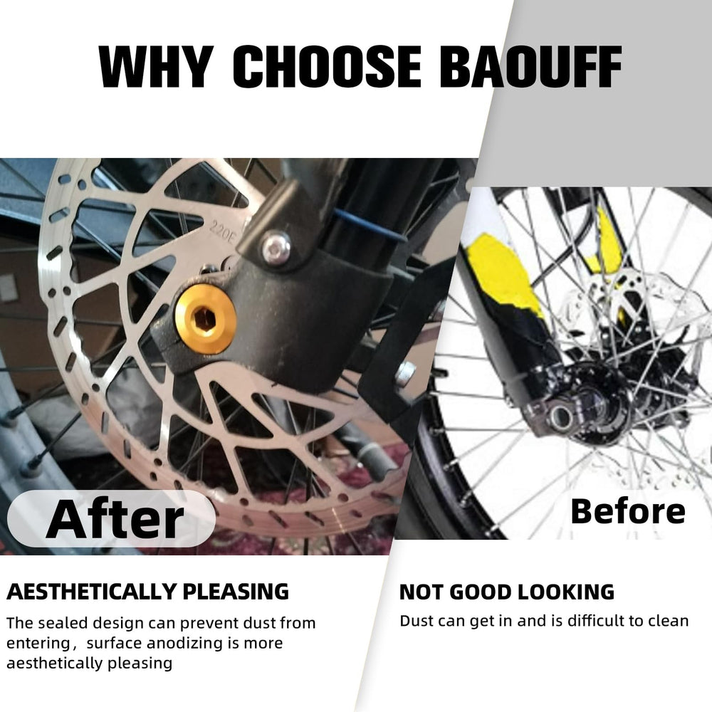 BAOUFF M16x1.5 front fork axle nut cap pair ready for replacement
