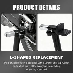 BAOUFF U-shaped adapter pair secures motorcycle frame during wheel lift.