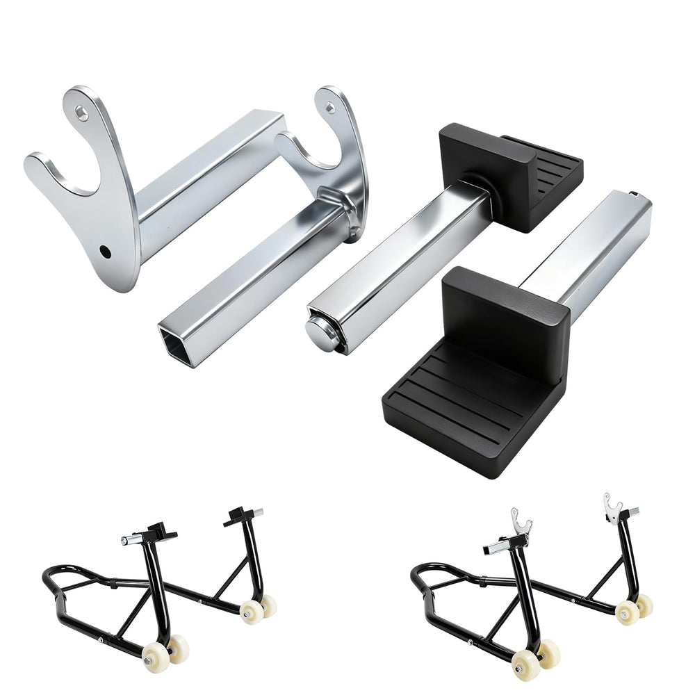 BAOUFF U-shaped adapter for wheel lift stand provides firm grip on motorcycle frame.