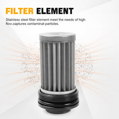 BARTOO 8AN adapter inline filter for higher flow fuel line setups.