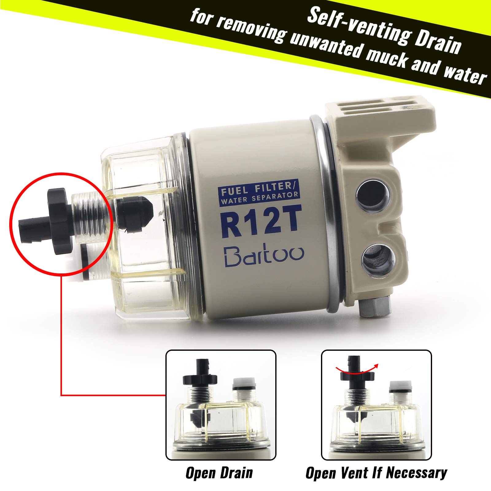 BARTOO R12T mounting head with gasket for leak-free installation