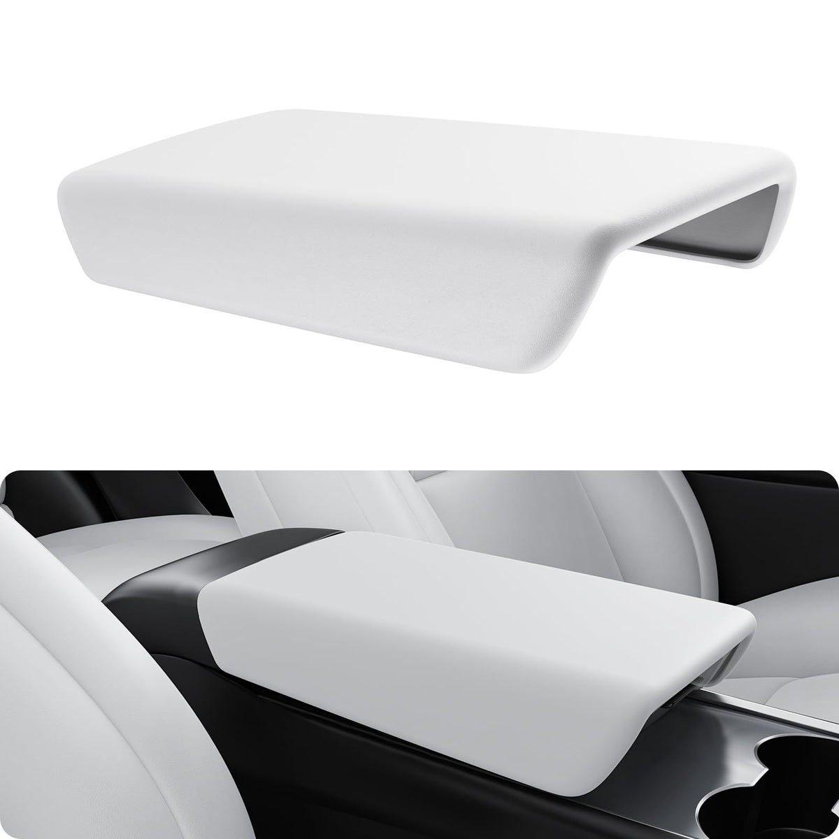 BASENOR armrest cover for Tesla Model 3 with logo-free surface maintains clean interior.