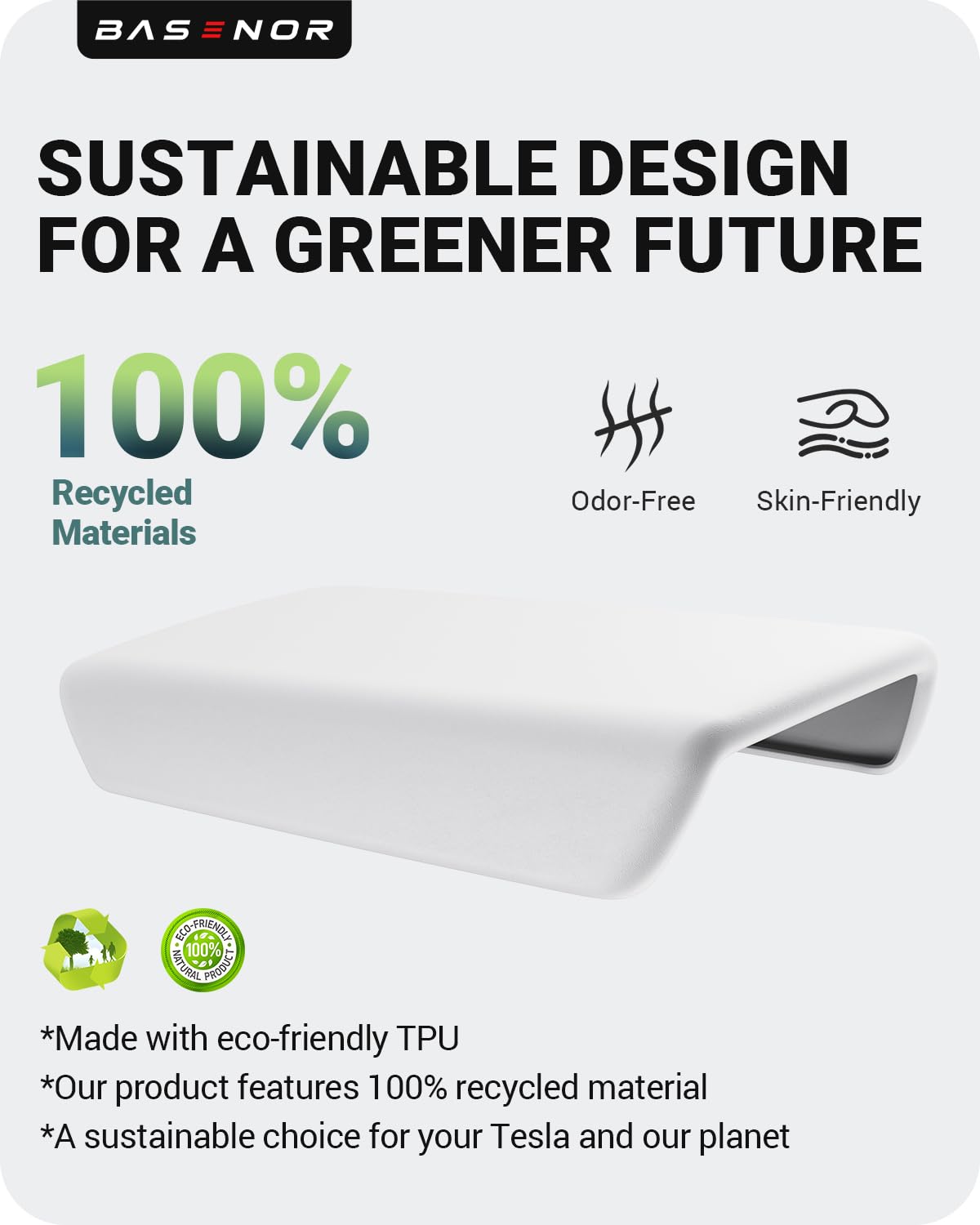 BASENOR packaging shows product for Model 3 and Model Y.