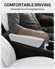 BASENOR armrest cover for Tesla Model Y protects vegan leather from scratches.
