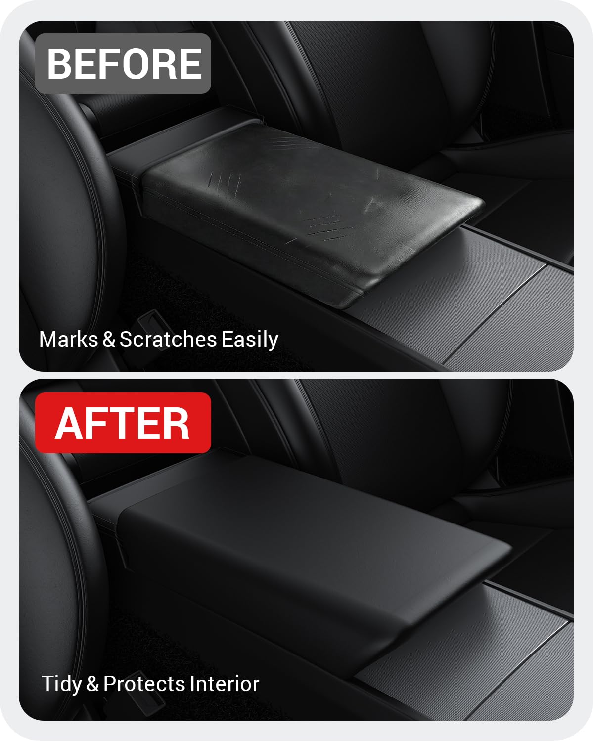 BASENOR center-console armrest cover, soft-touch TPU for enhanced comfort.
