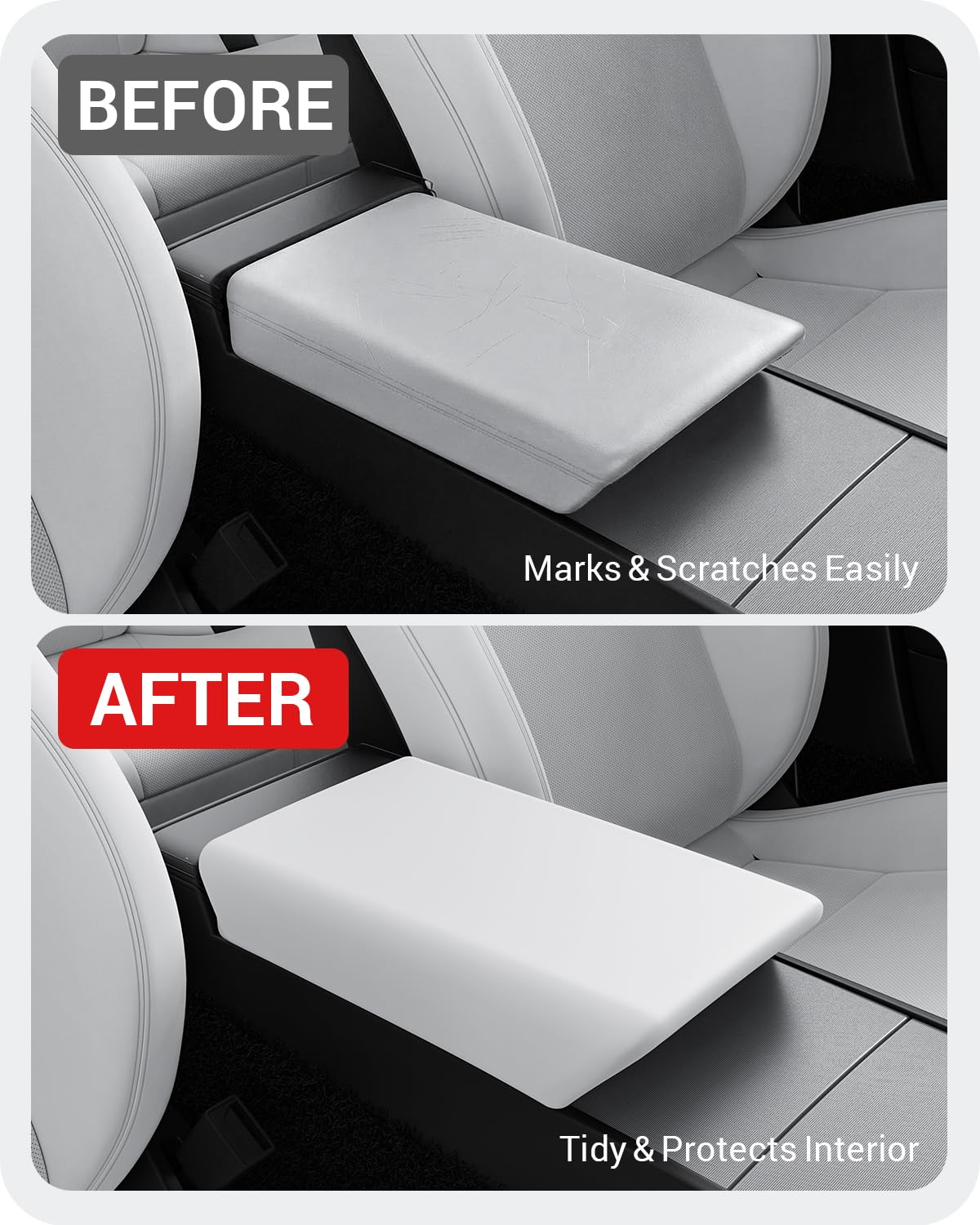 BASENOR center console armrest cover for Tesla Model-3 Highland offers logo-free look.