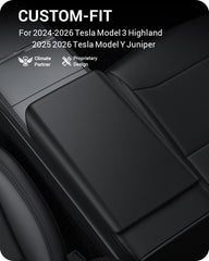 BASENOR armrest cover on Tesla Model 3 Highland, TPU material provides non-slip protection.