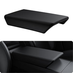 BASENOR center console cover on Tesla Model Y Juniper, precise fit protects vegan leather from wear.
