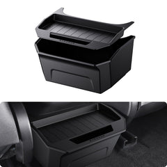 BASENOR Model 3 rear-seat storage box lid keeps items organized and secure.