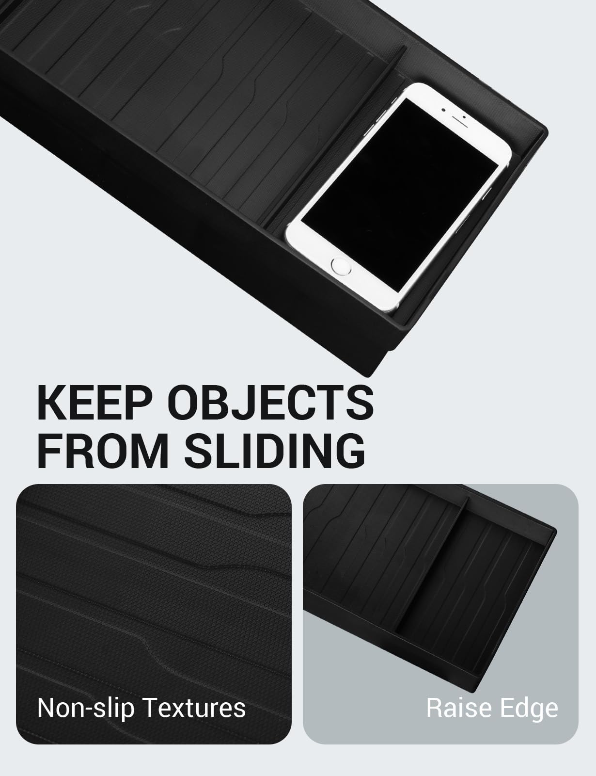 Basenor non-slip texture protects items with raised edges.