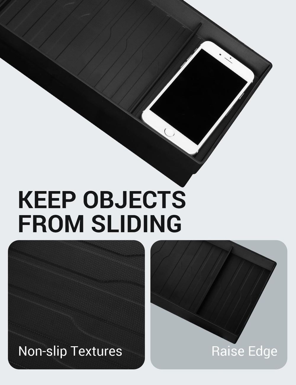 Basenor non-slip texture protects items with raised edges.