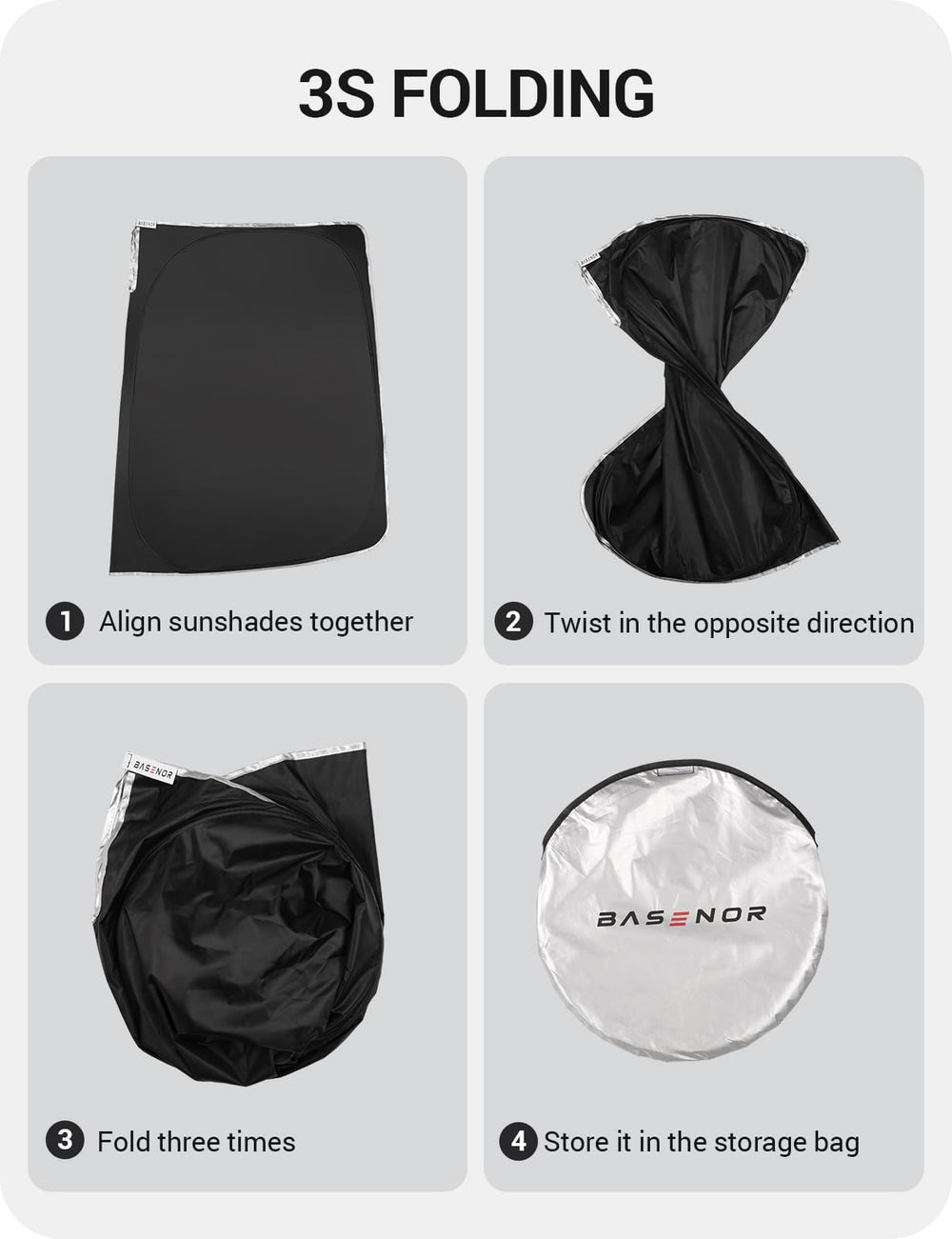 Basenor precision-fit sunshade minimizes gaps for full coverage.